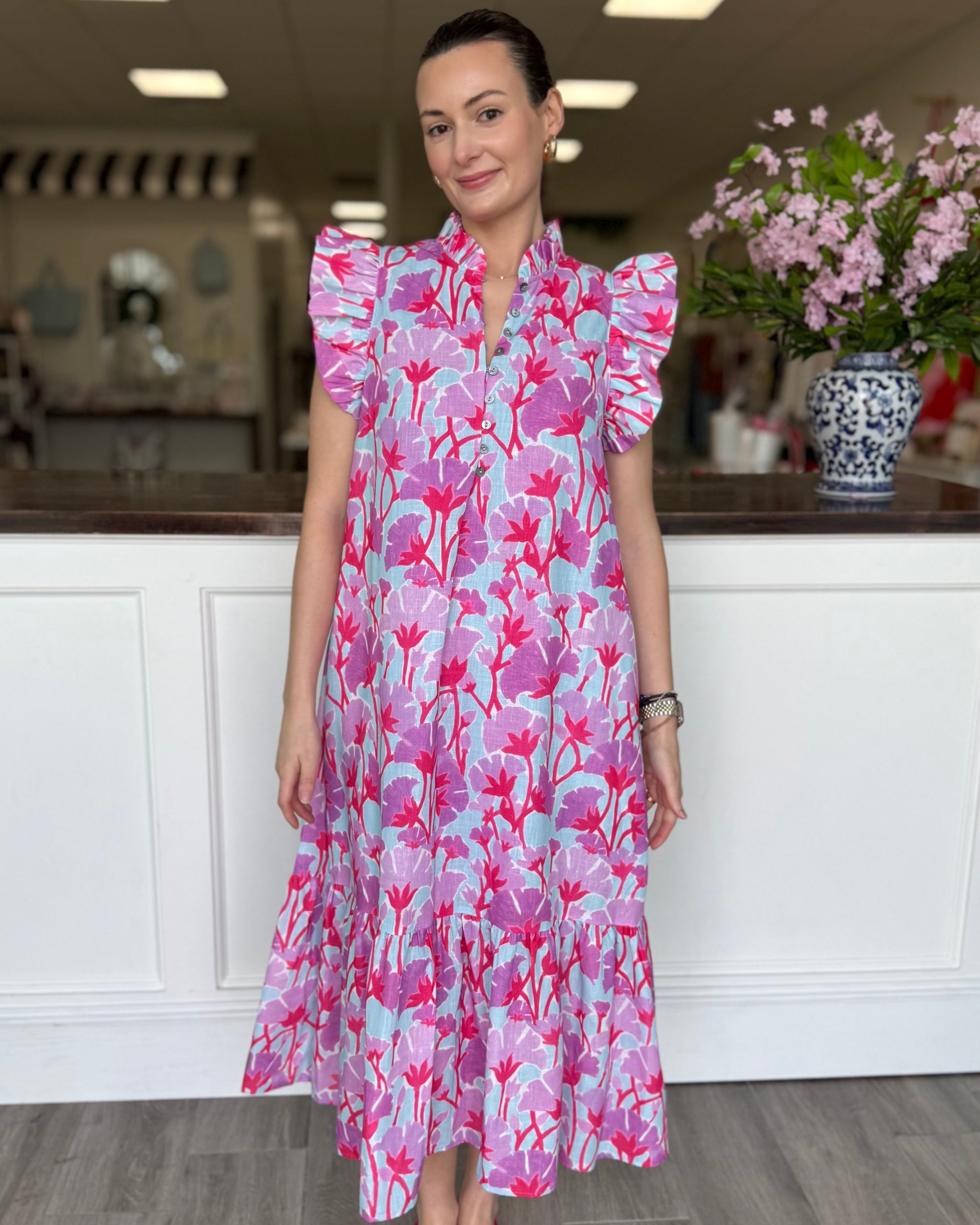 Entro Lavender Combo Maxi Dress Small