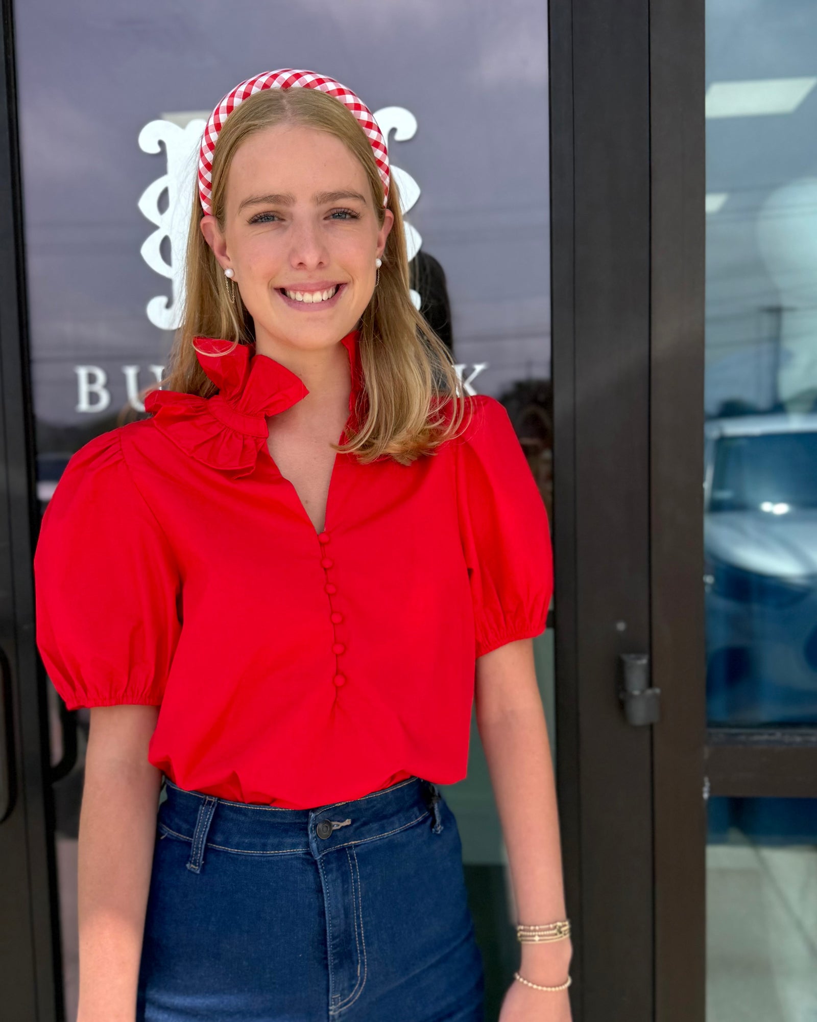 Red Ruffle Top