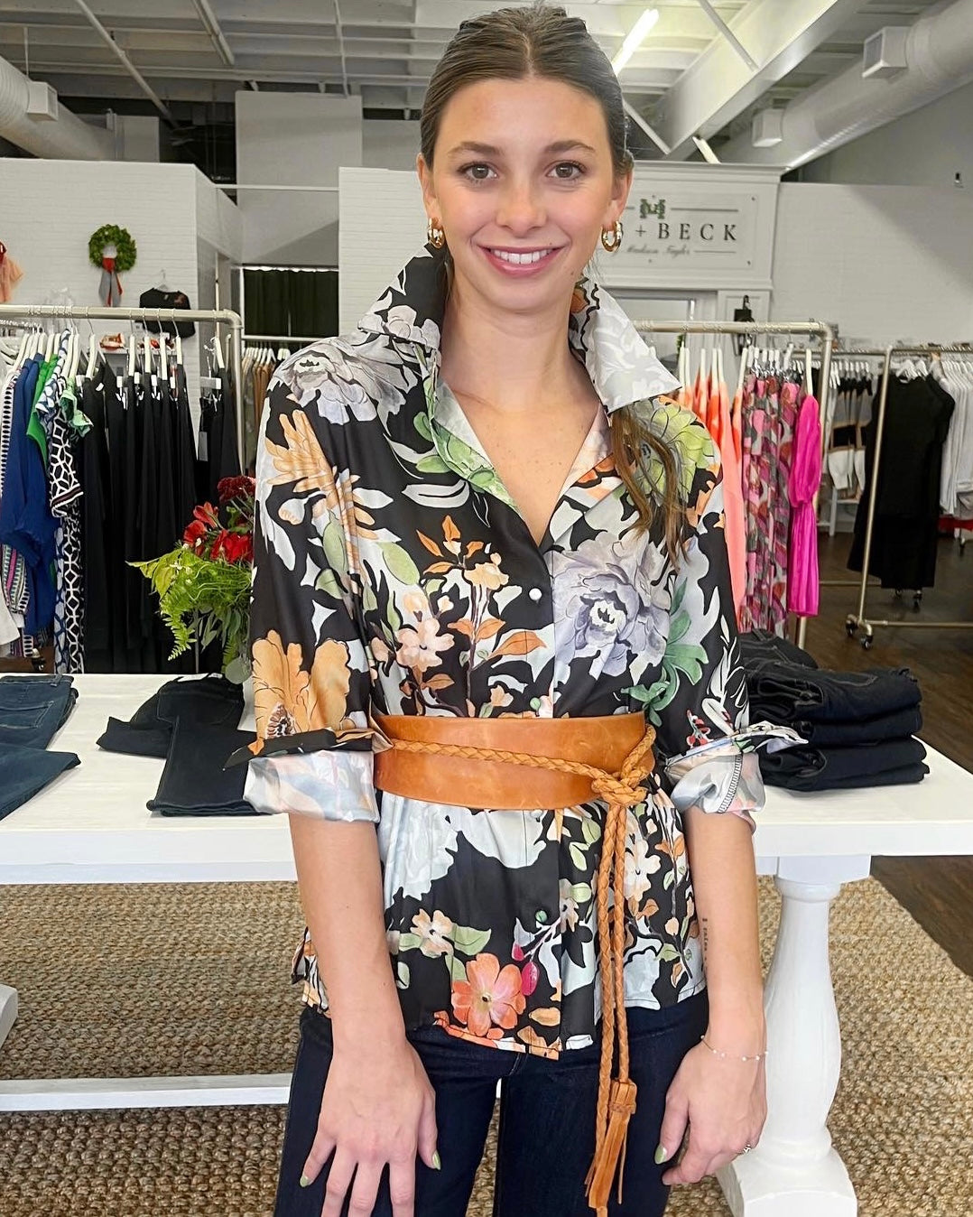 Black Floral Top