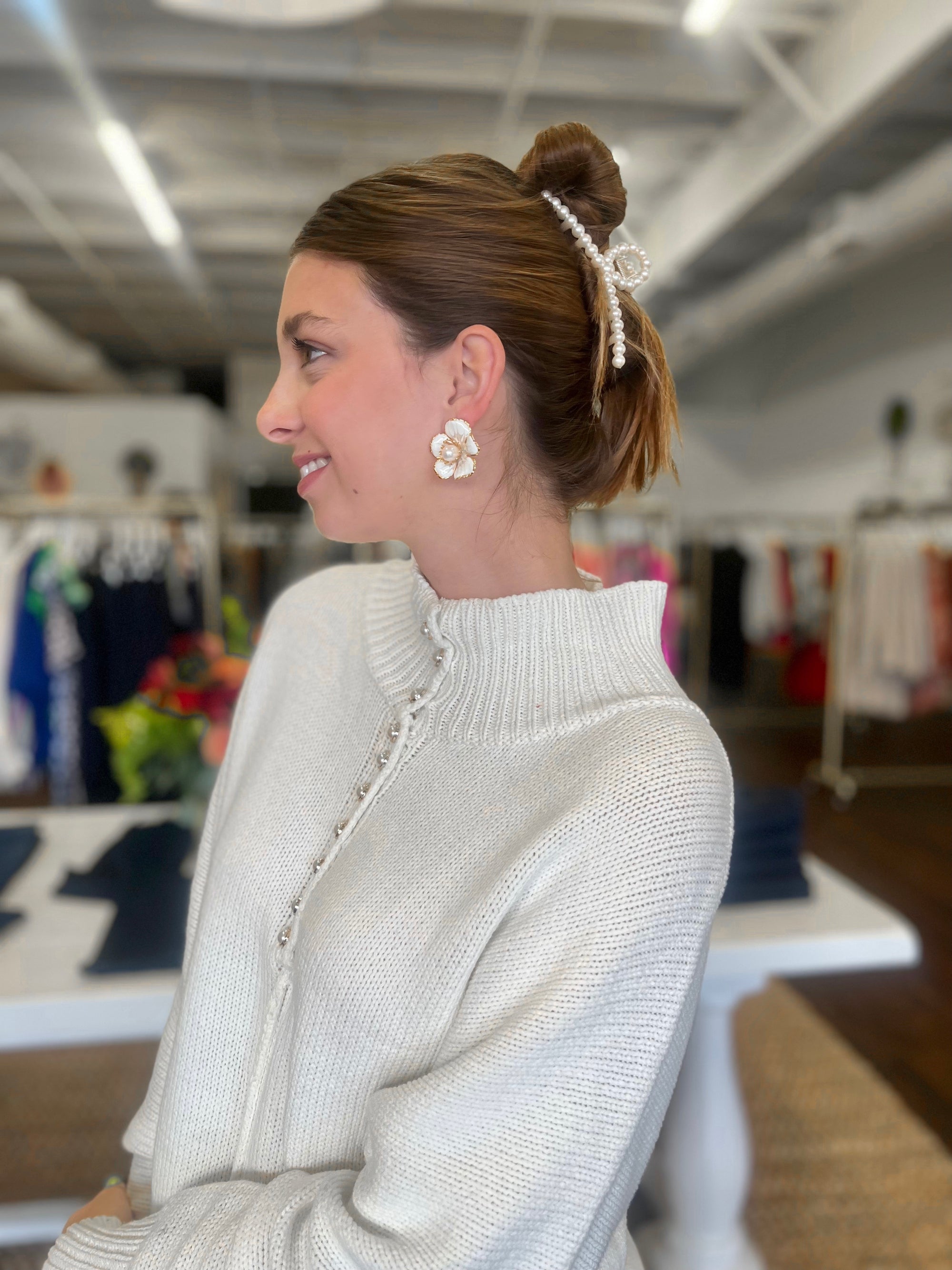 Pearl Button Dolman Sleeve Sweater