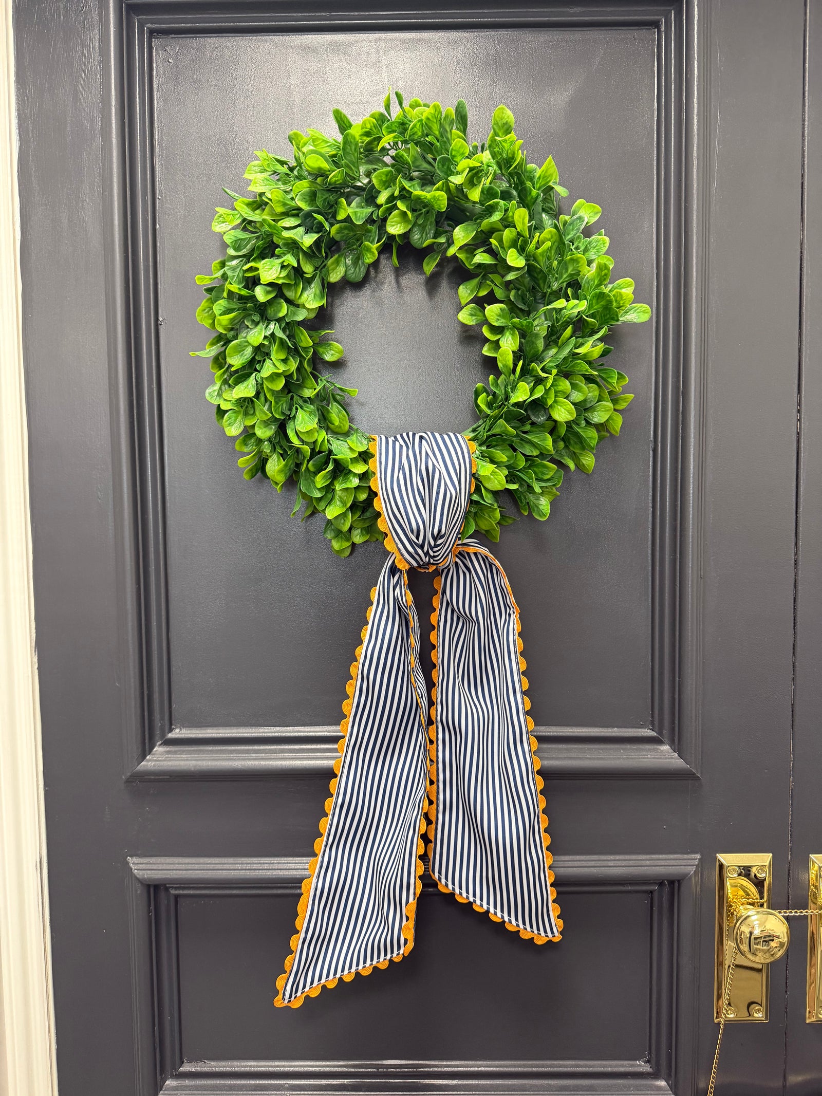 Navy & White Striped Orange Scalloped Sash