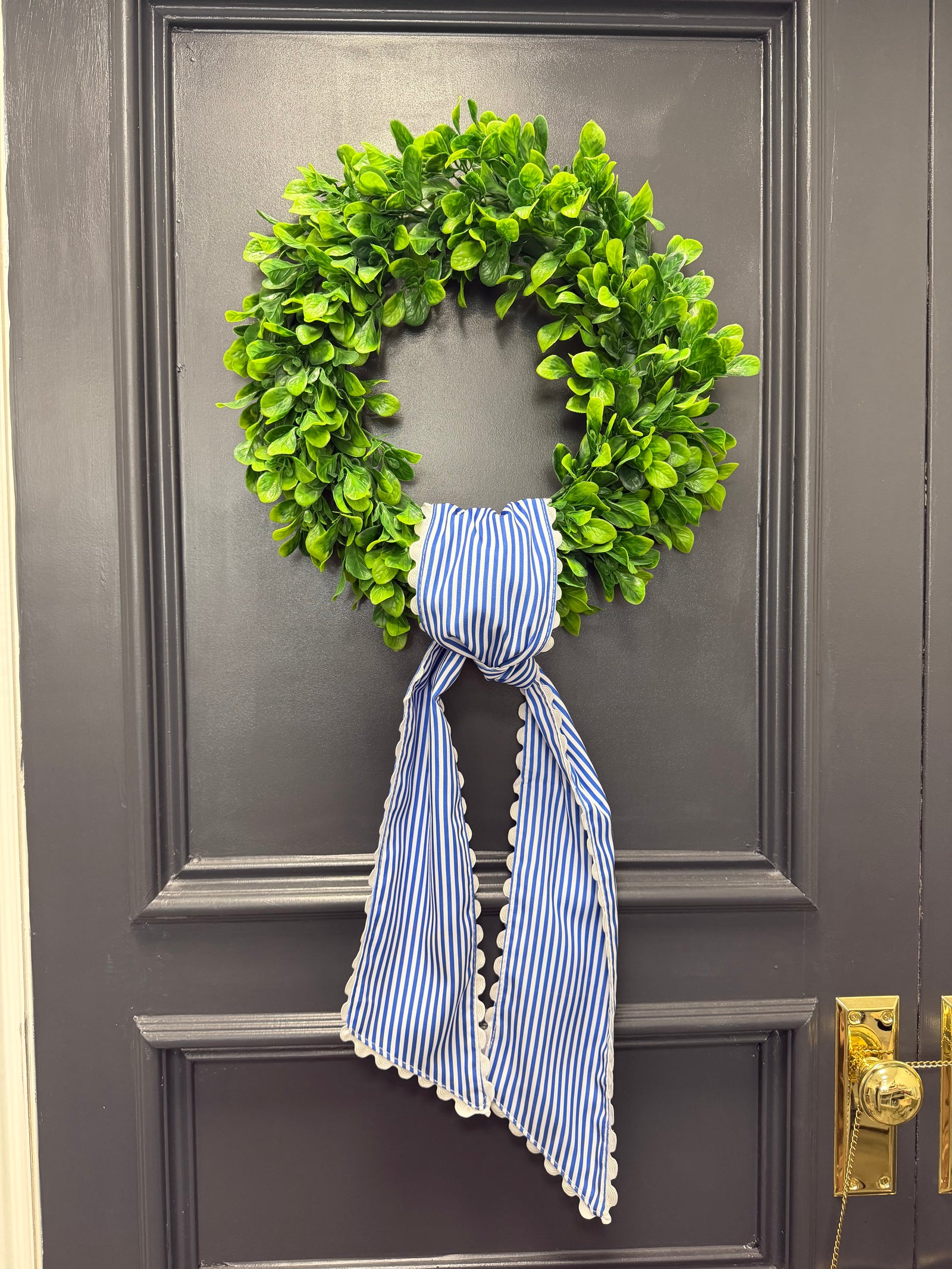 Royal Blue & White Striped Scalloped Sash