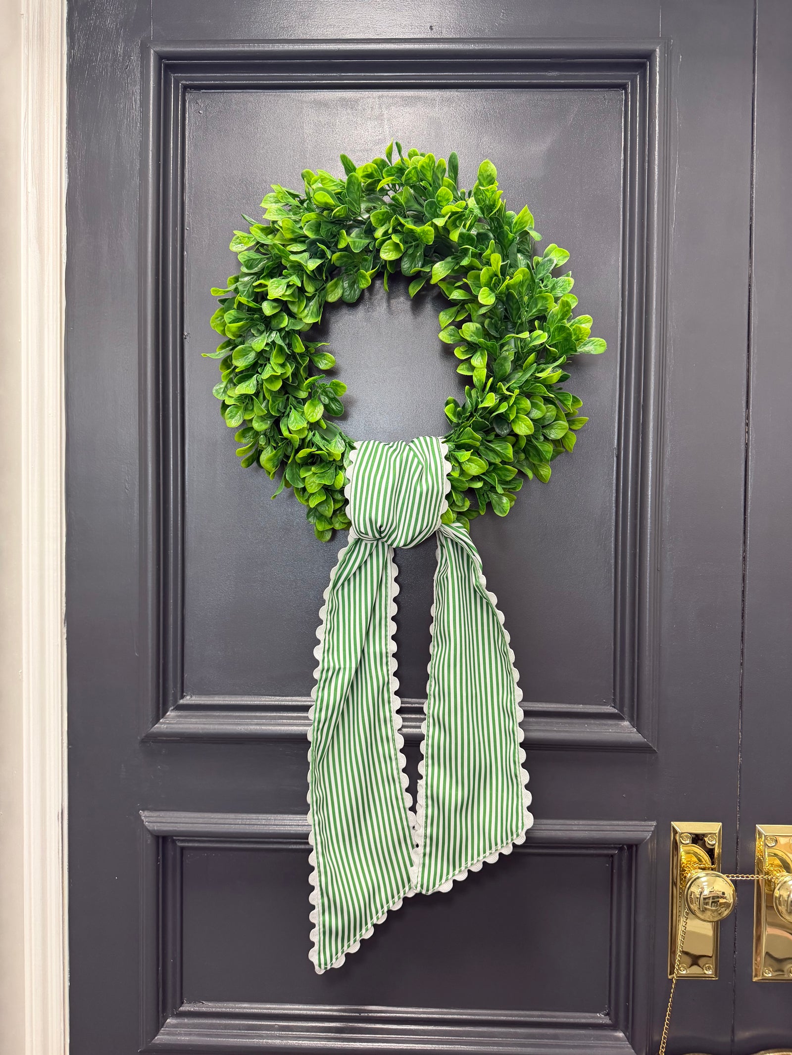 Green & White Striped Scalloped Sash