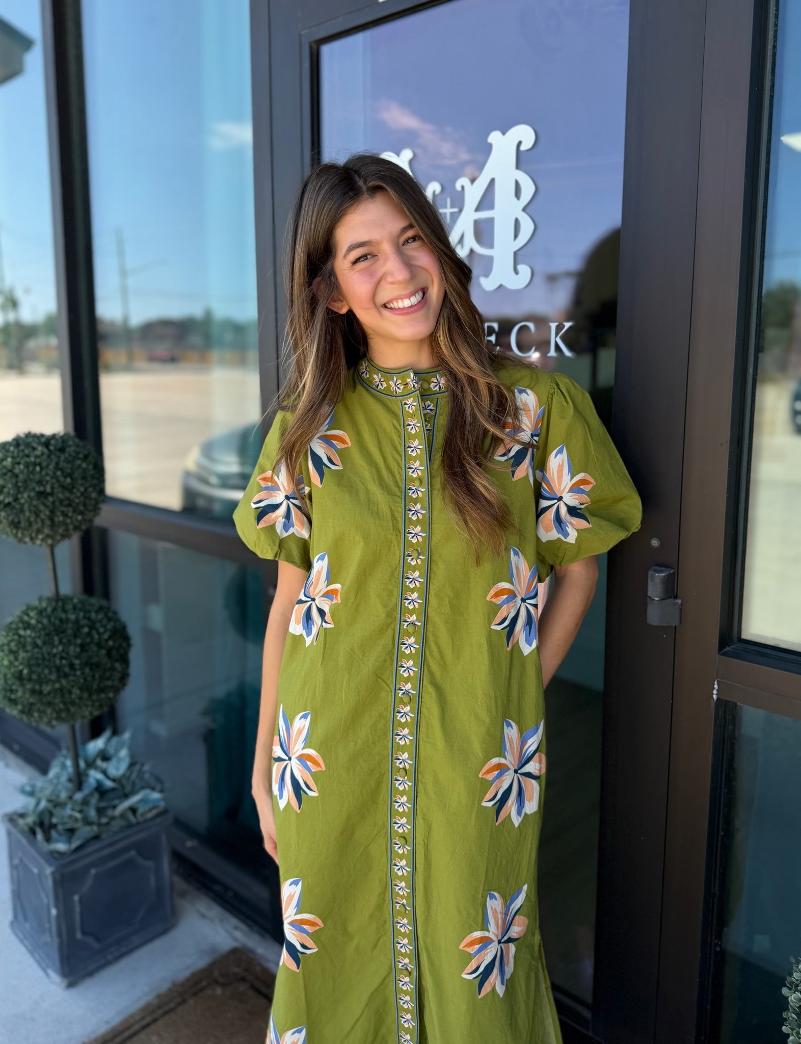 Olive Midi Dress with Matching Belt