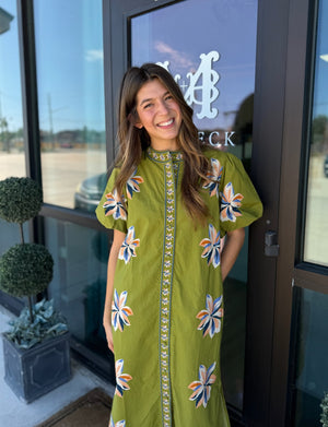 Olive Midi Dress with Matching Belt