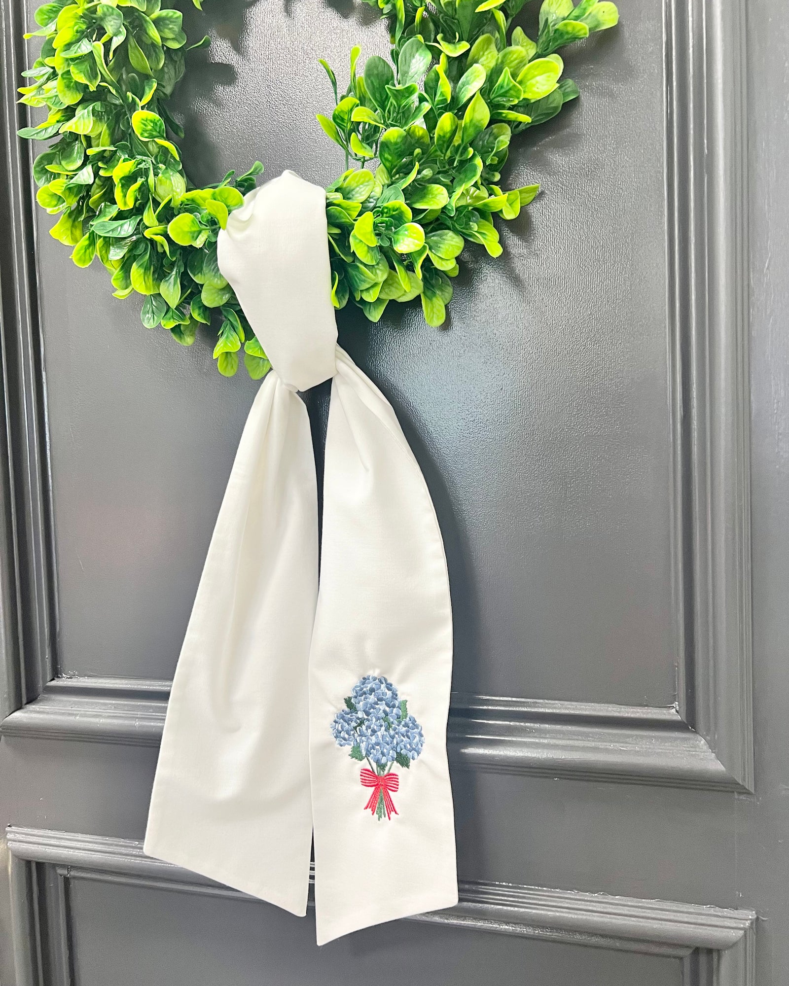 Hydrangea Embroidered Sash