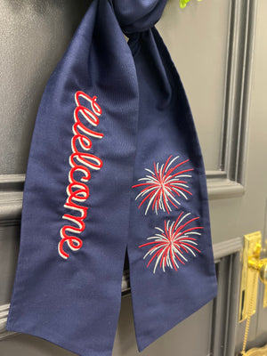 Blue Embroidered Firework Sash
