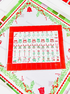 Holly Jolly Christmas Mahjong Tiles with Mat & Shufflers