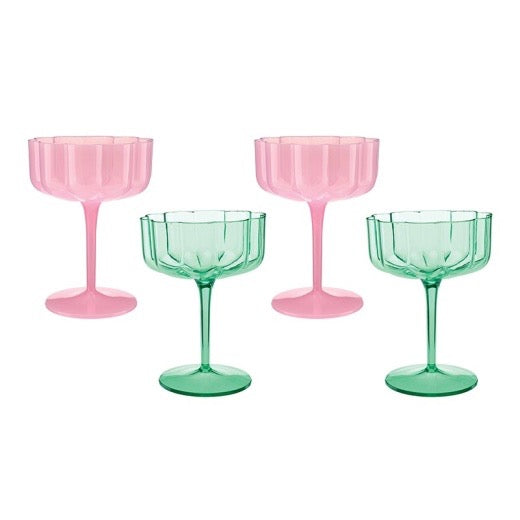 Plastic Coupe Glass - 4 pc