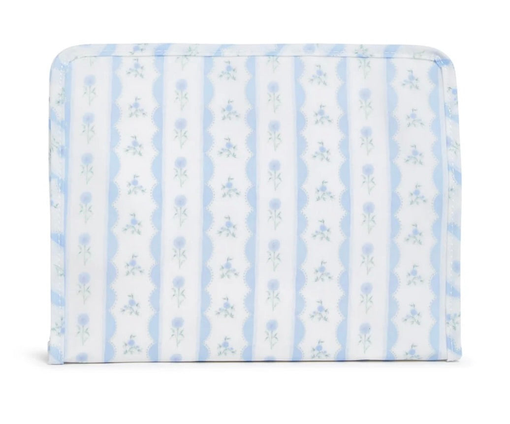 Roadie Large Zip Pouch- Ribbon Floral Blue