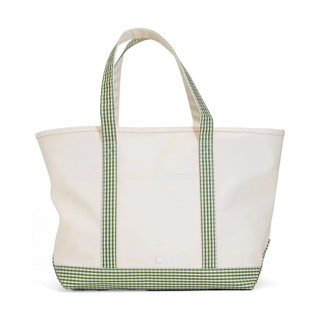 Medium Coated Canvas Natural with Gingham Moss Trim