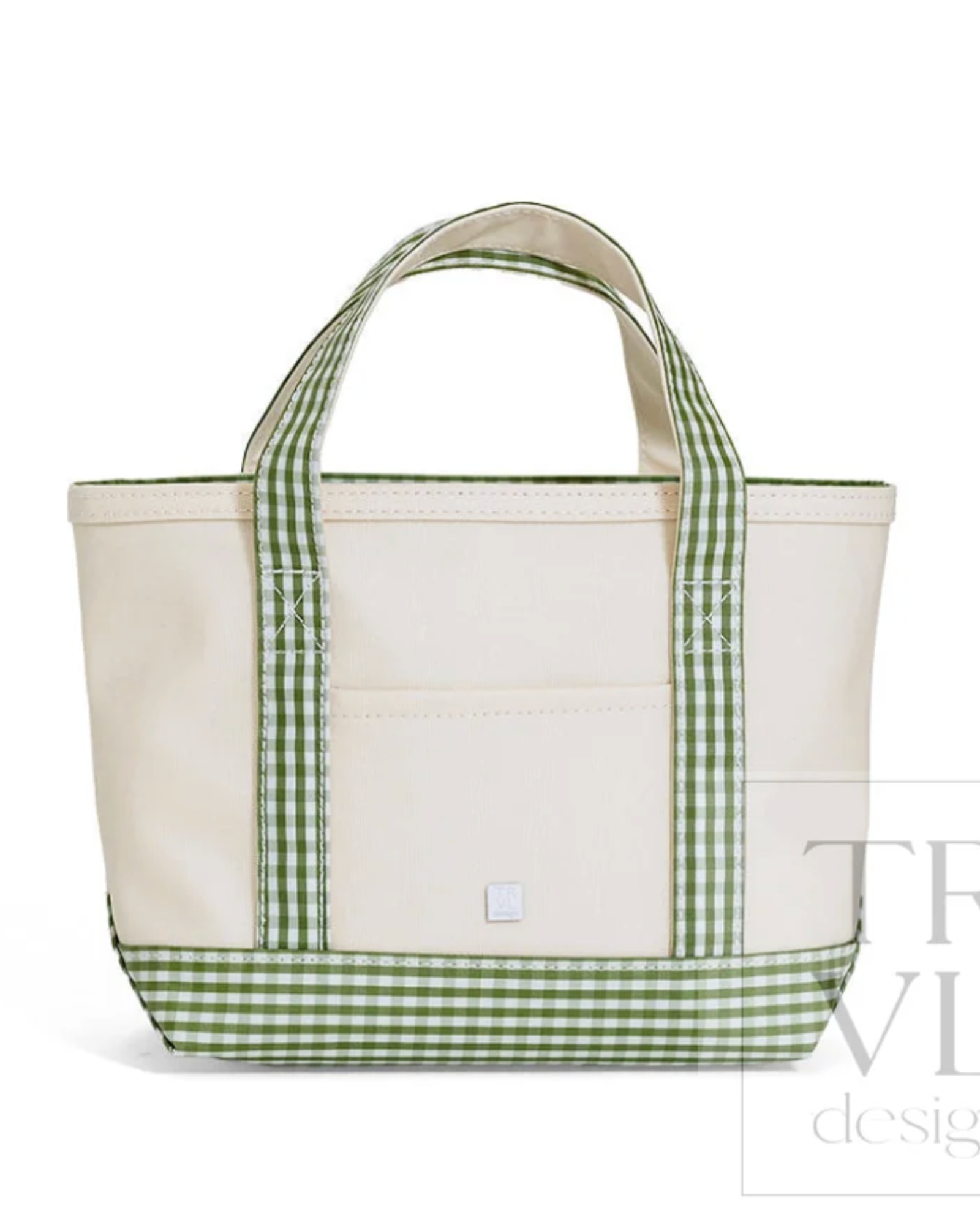 Mini Coated Canvas Natural w/ Gingham Moss Trim