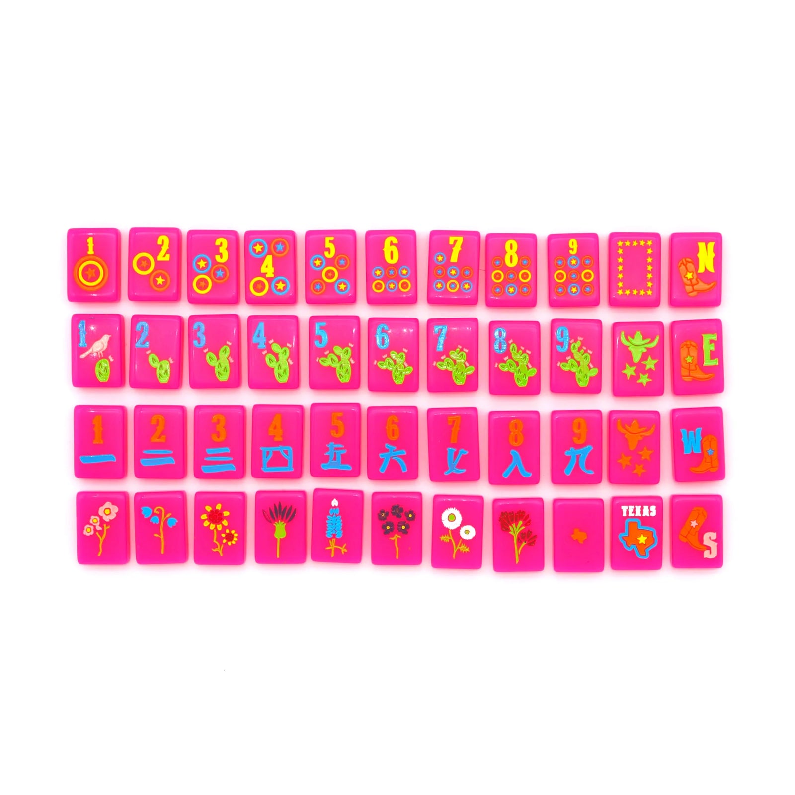 Texas Mahjong Tiles- Hot Pink