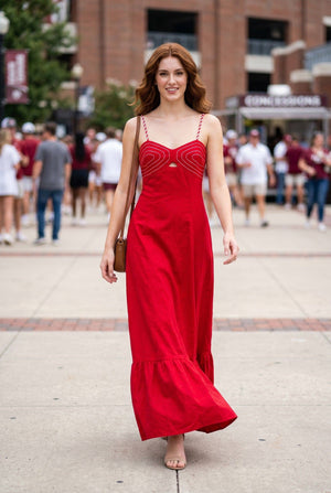 Corset maxi dress with braided shoulder strap