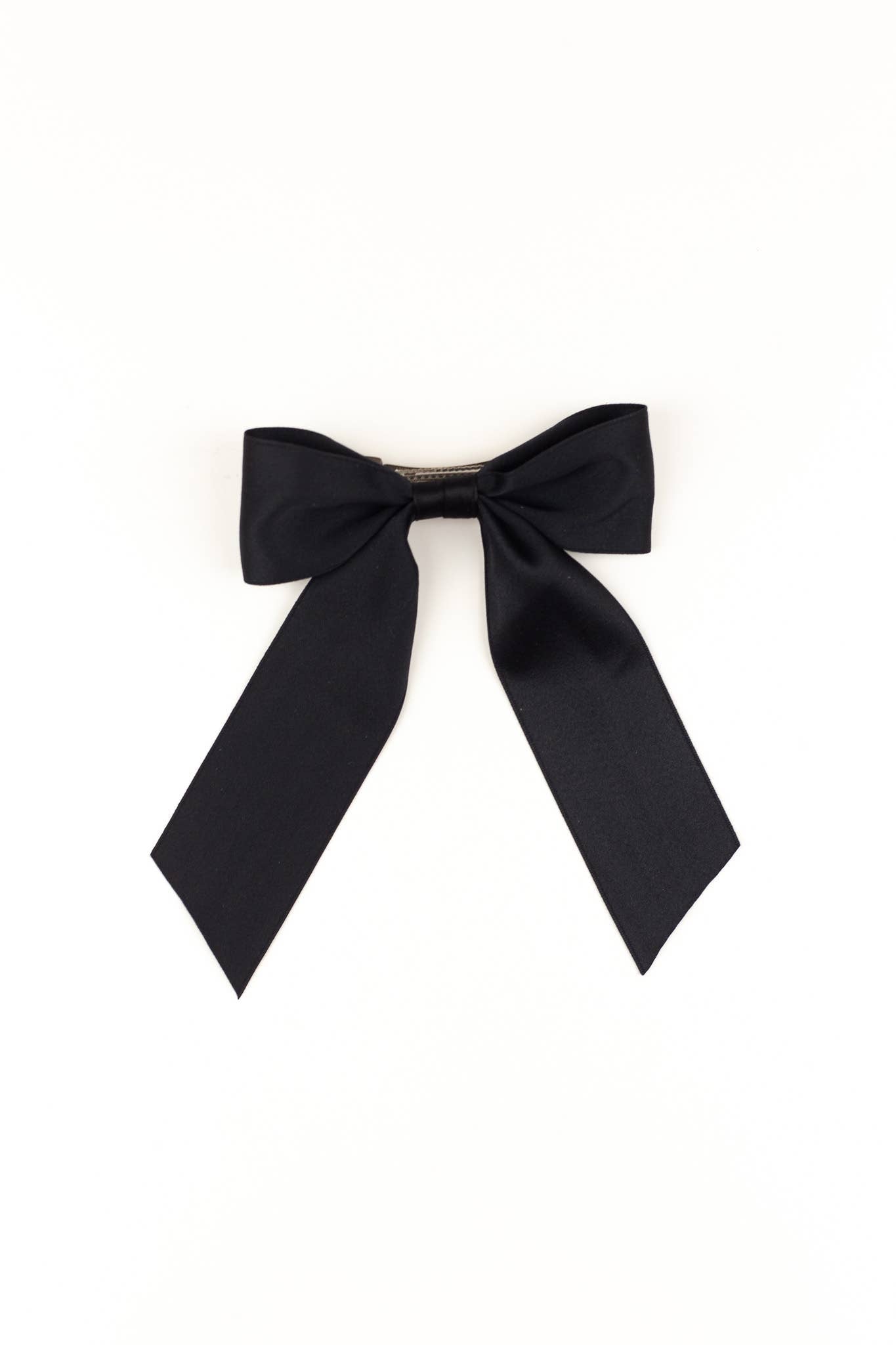 Bailee Matte Satin Bow Barrette: Black