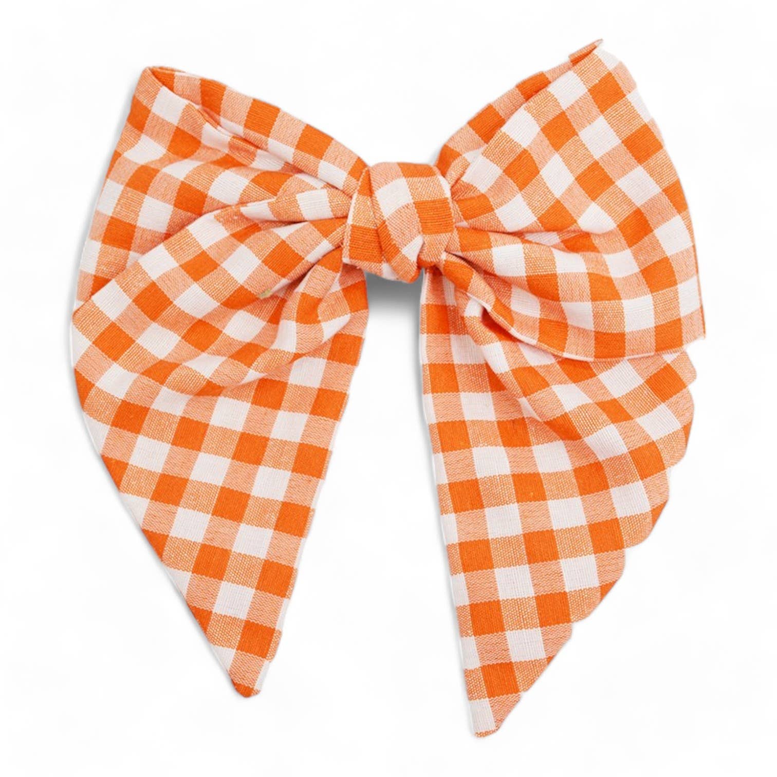 Checkered Hair Bows: Orange/white