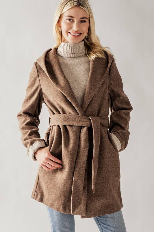 Hooded Coat with Belt