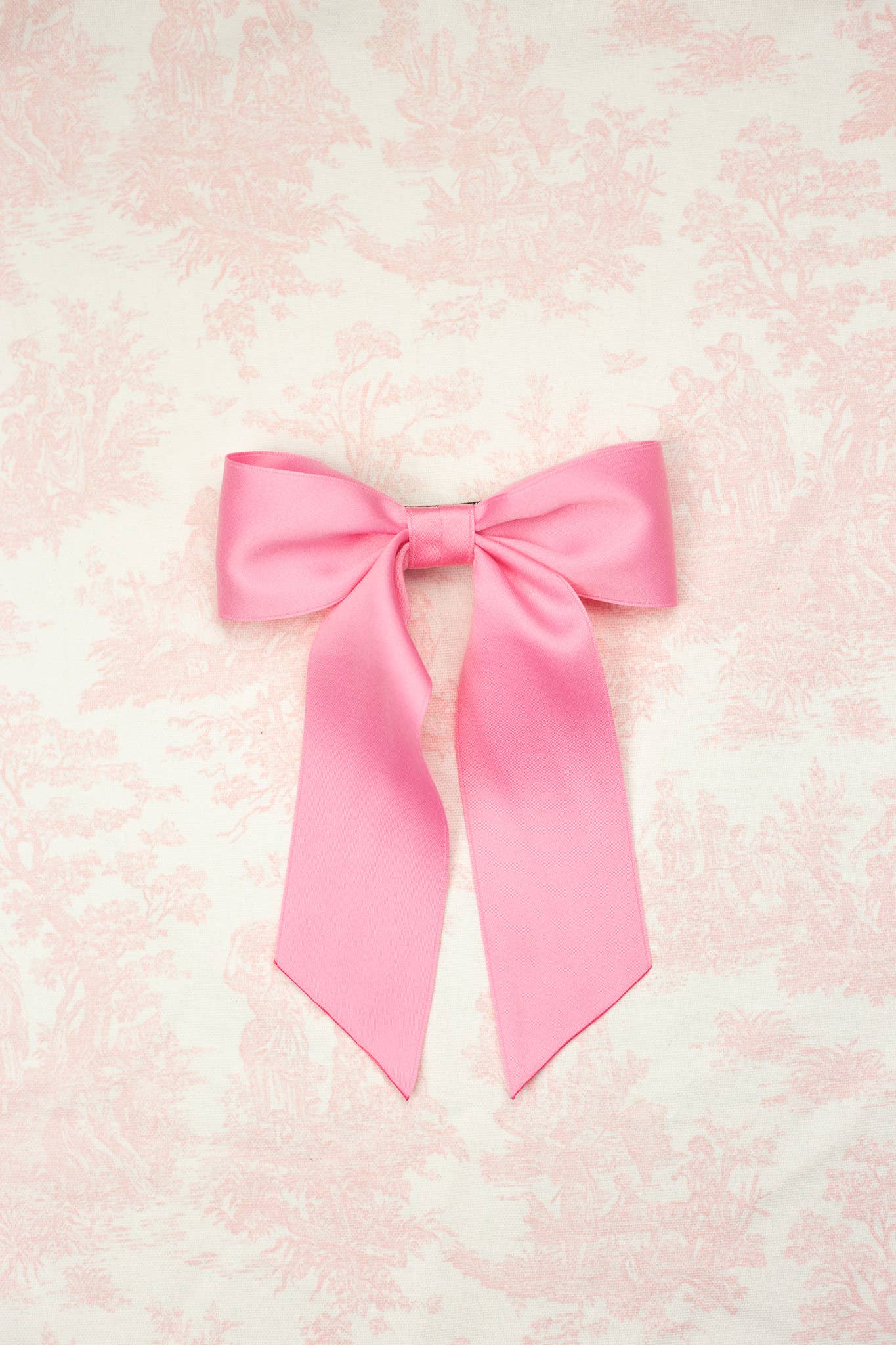 Matte Satin Bow Barrette: Plaza Pink