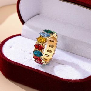 Rainbow Marquise Gem Eternity Band Ring | 80R224