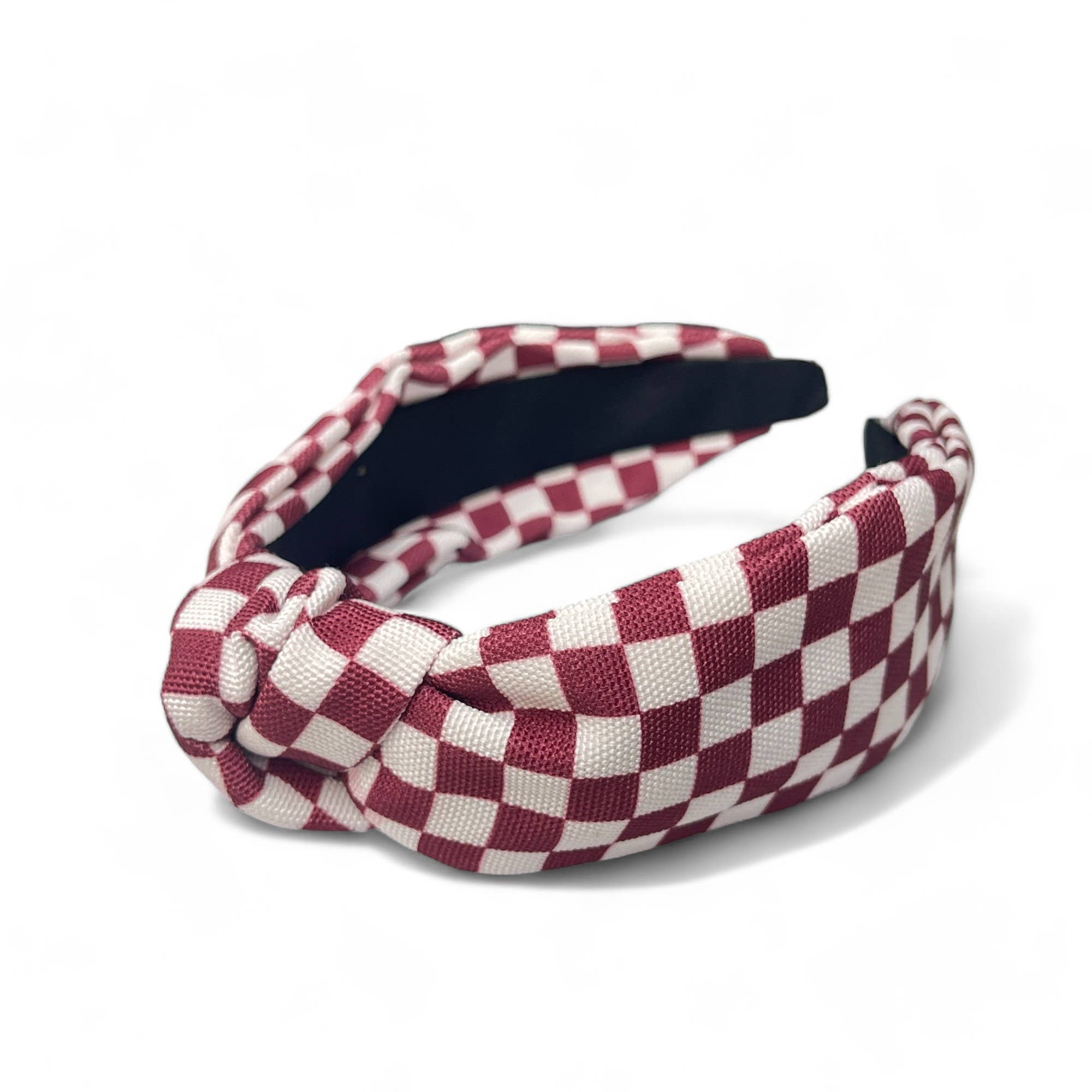 Maroon & White Checkered Headband