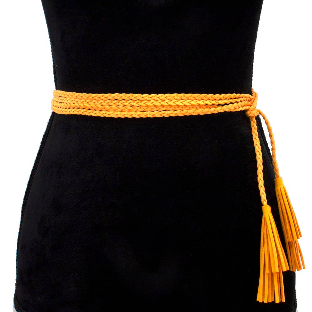 BRAIDED SUEDE BELT - Brown