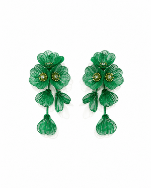 Audrey Flower Statement Earrings - Green