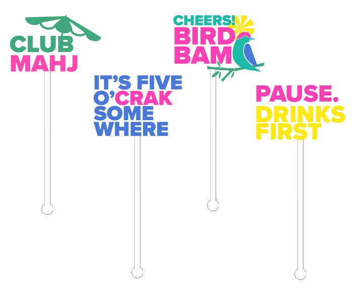 Mahjong Acrylic Stir Sticks - Set of 4