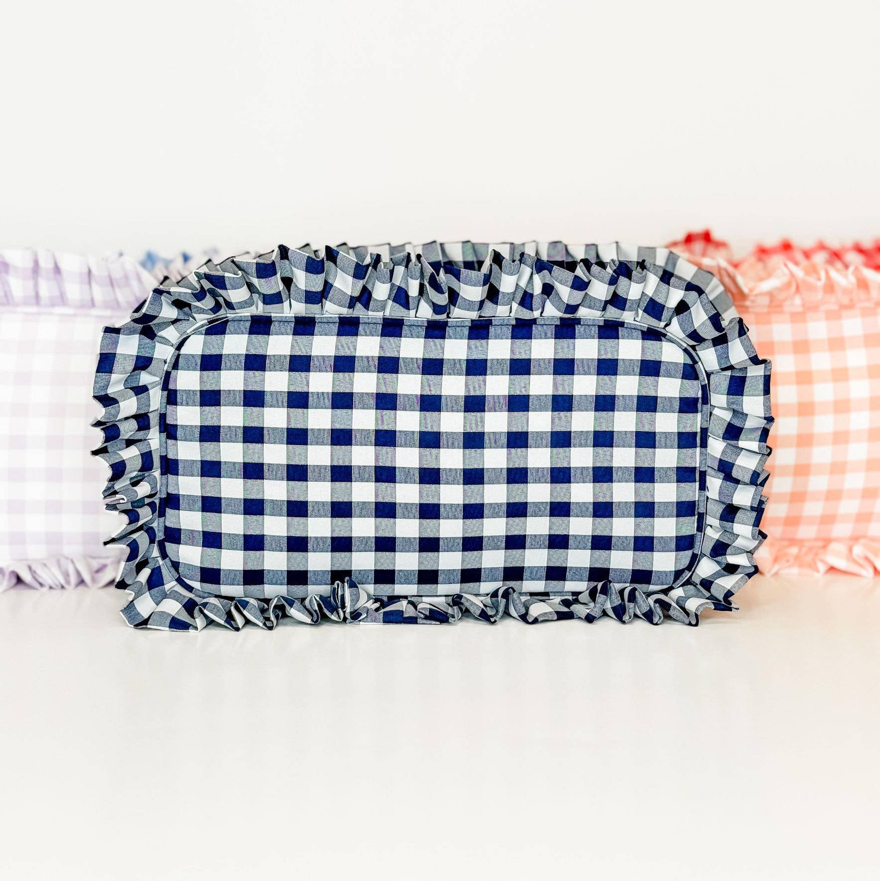 Navy Ruffle Gingham Bag