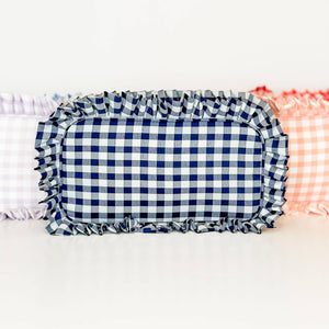 Navy Ruffle Gingham Bag