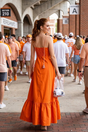 Corset maxi dress with braided shoulder strap