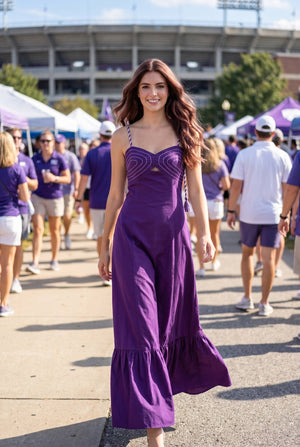 Corset maxi dress with braided shoulder strap