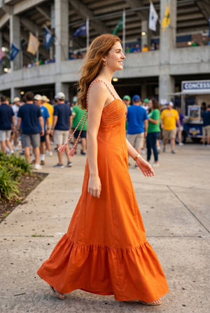 Corset maxi dress with braided shoulder strap