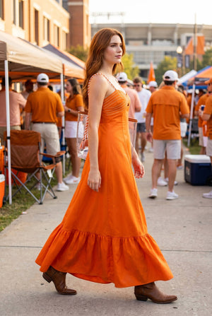 Corset maxi dress with braided shoulder strap