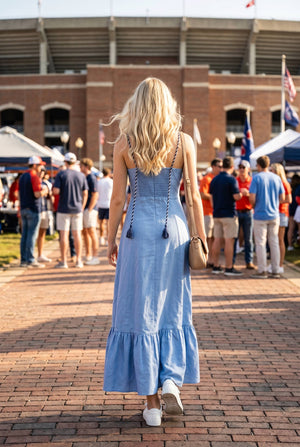 Corset maxi dress with braided shoulder strap