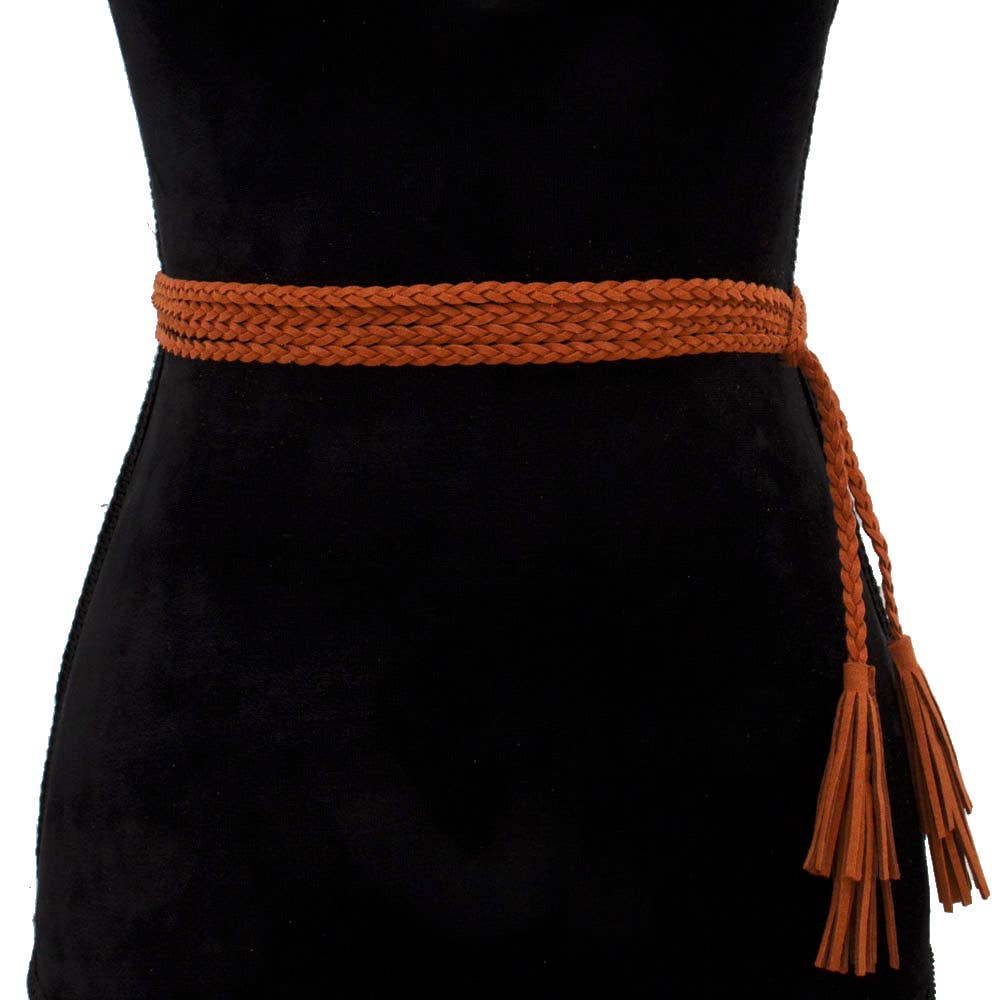 BRAIDED SUEDE BELT - Khaki