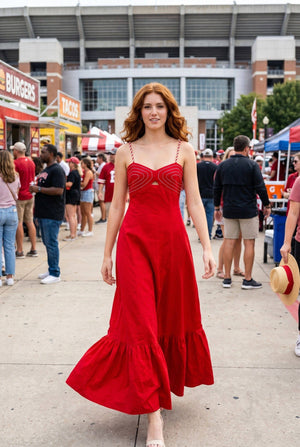 Corset maxi dress with braided shoulder strap