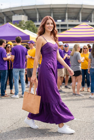 Corset maxi dress with braided shoulder strap