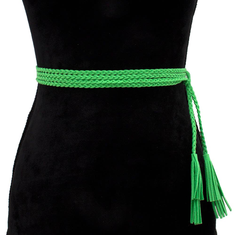 BRAIDED SUEDE BELT - Khaki