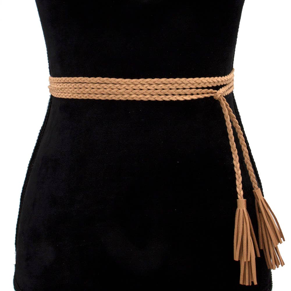 BRAIDED SUEDE BELT - Khaki