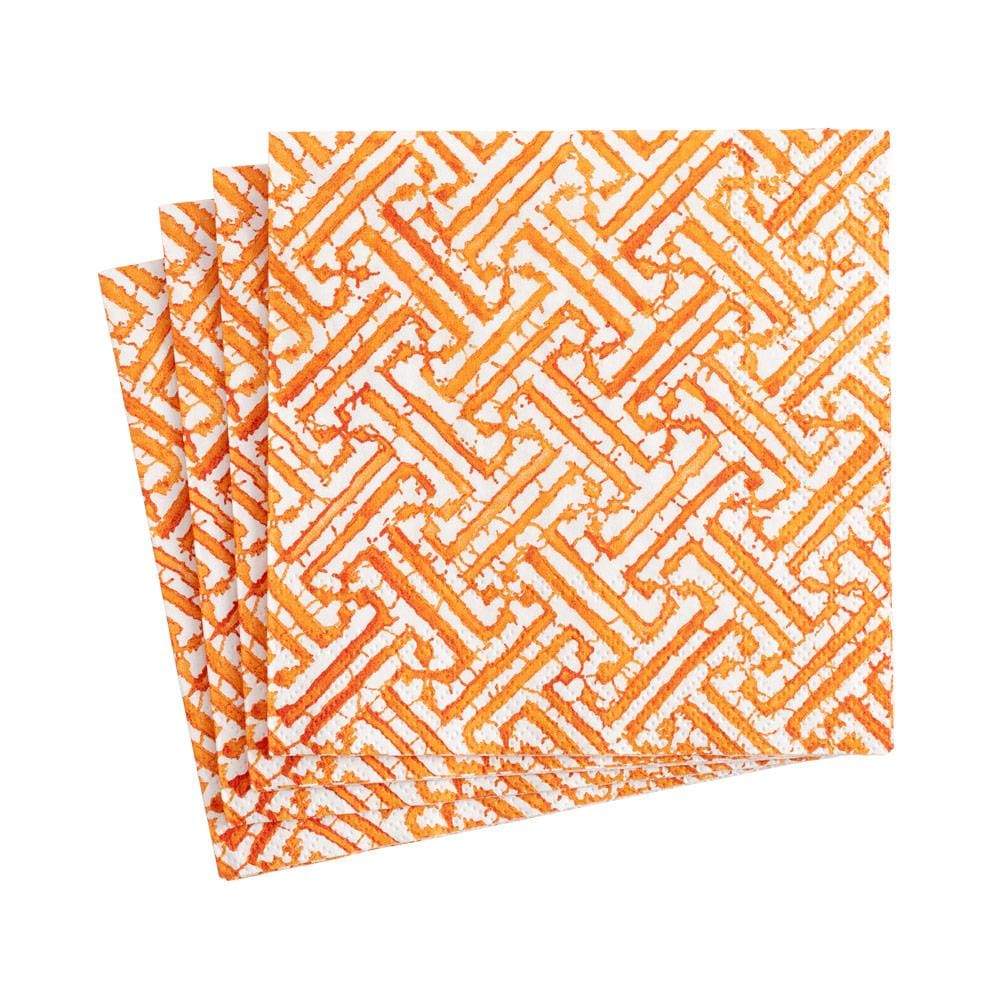 Fretwork Cocktail Napkins in Orange