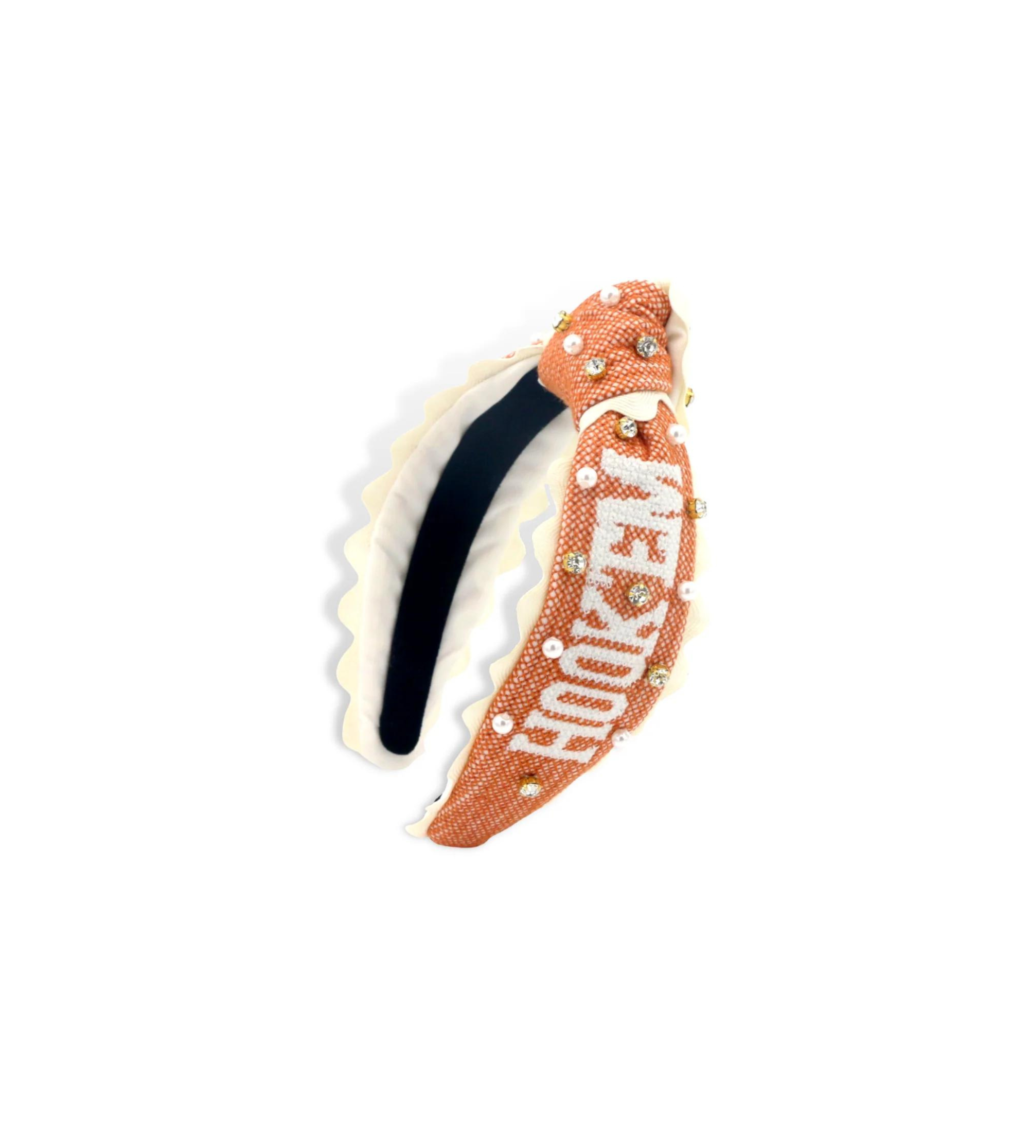 Hook Em Horns Cross Stitch Headband - CHILD