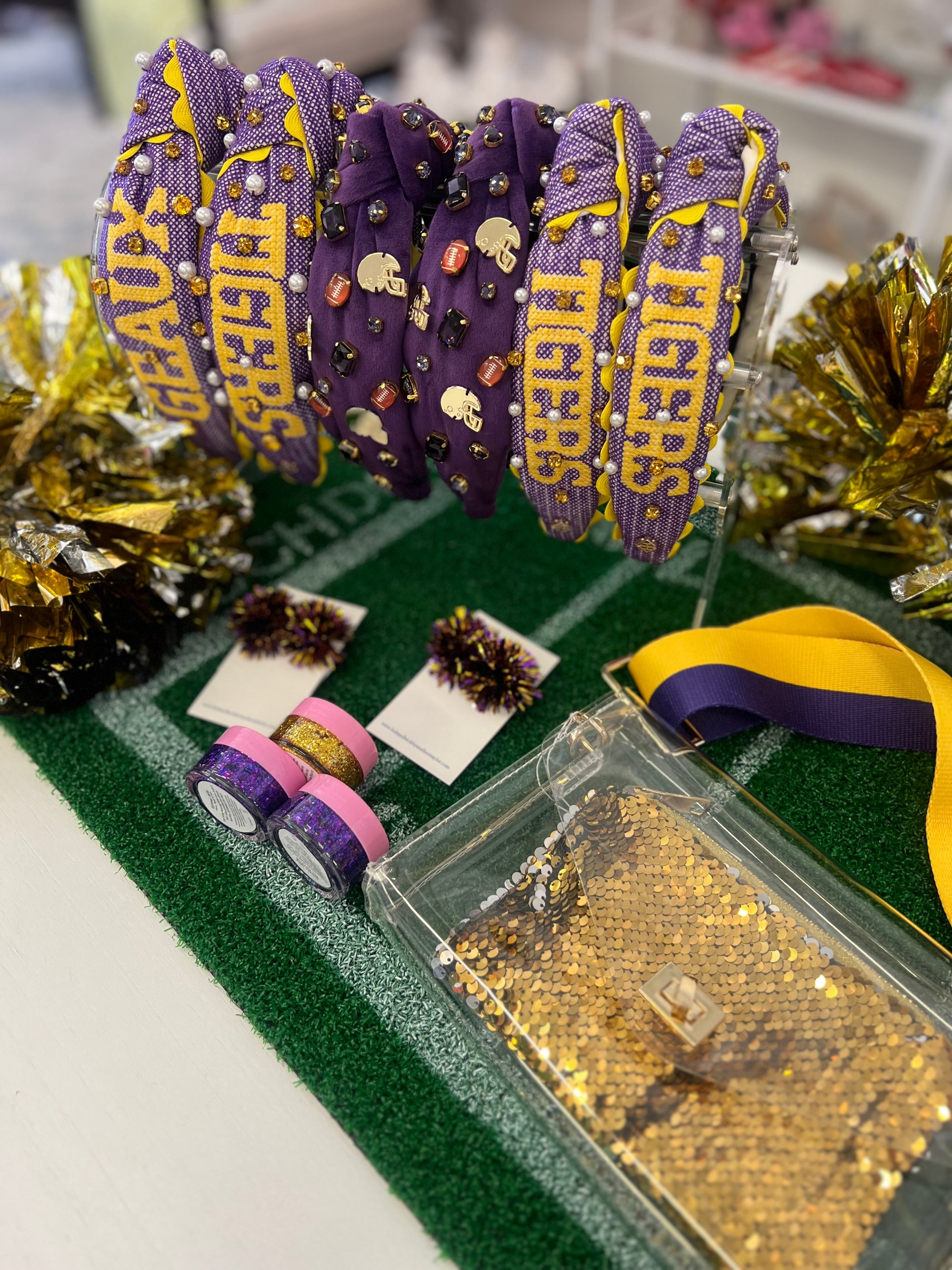 Geaux Tigers Cross Stitch Headband - CHILD