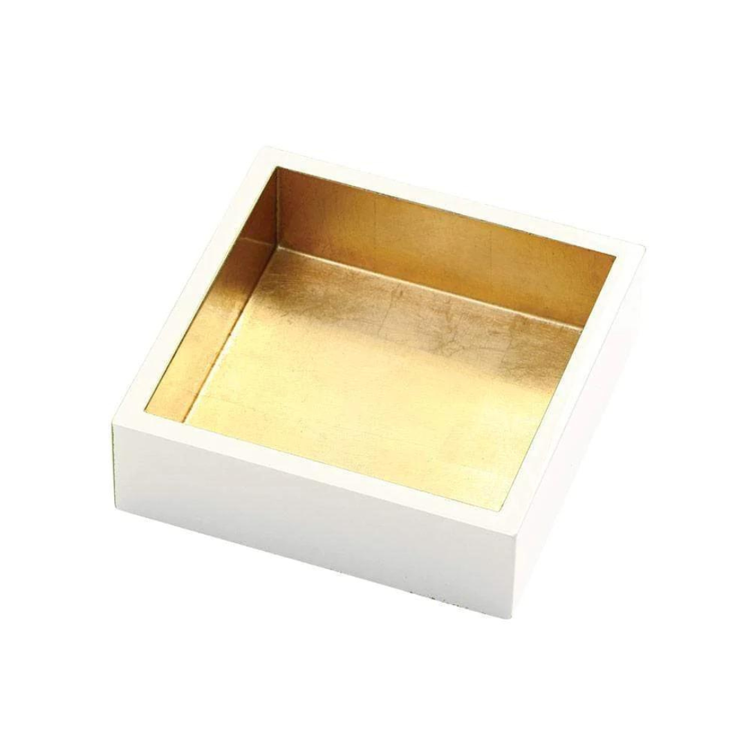Lacquer Cocktail Napkin Holder - Ivory & Gold