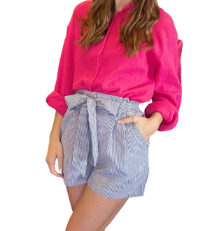 Navy Seersucker Shorts