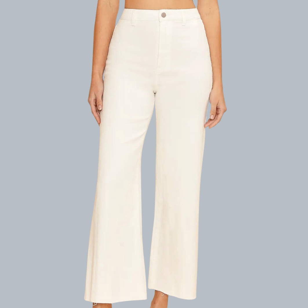 High Waisted Wide Leg Denim Pant - Blanco