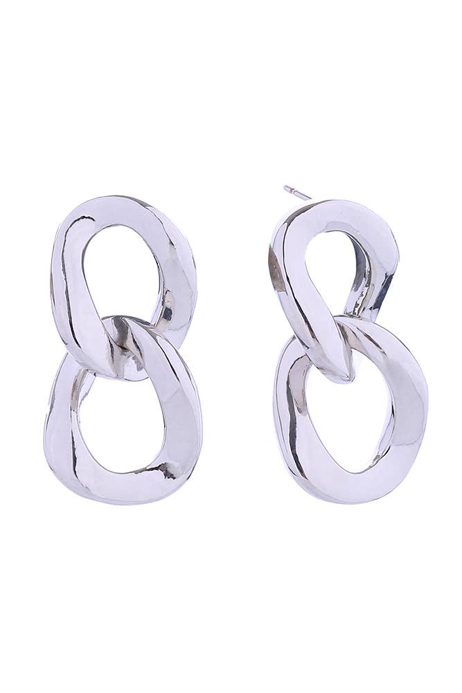 White Gold Link Earrings