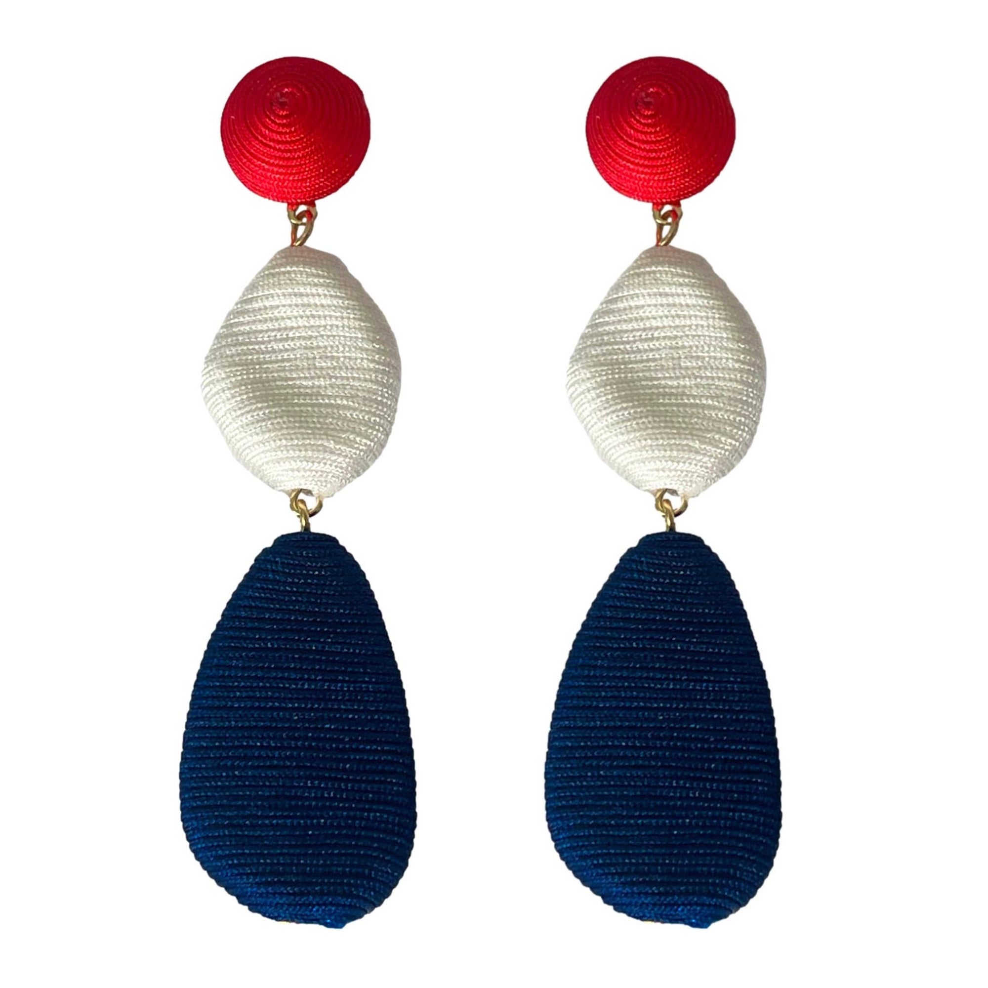 Red, White and Blue Drop Earrings