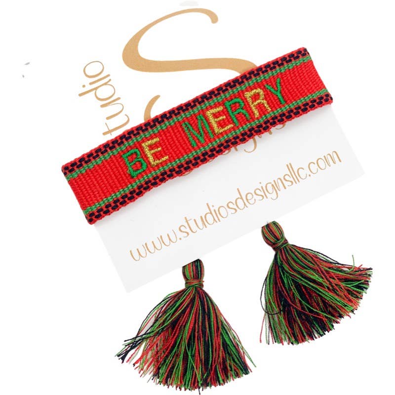 Embroidered Tassel Bracelet-Be Merry