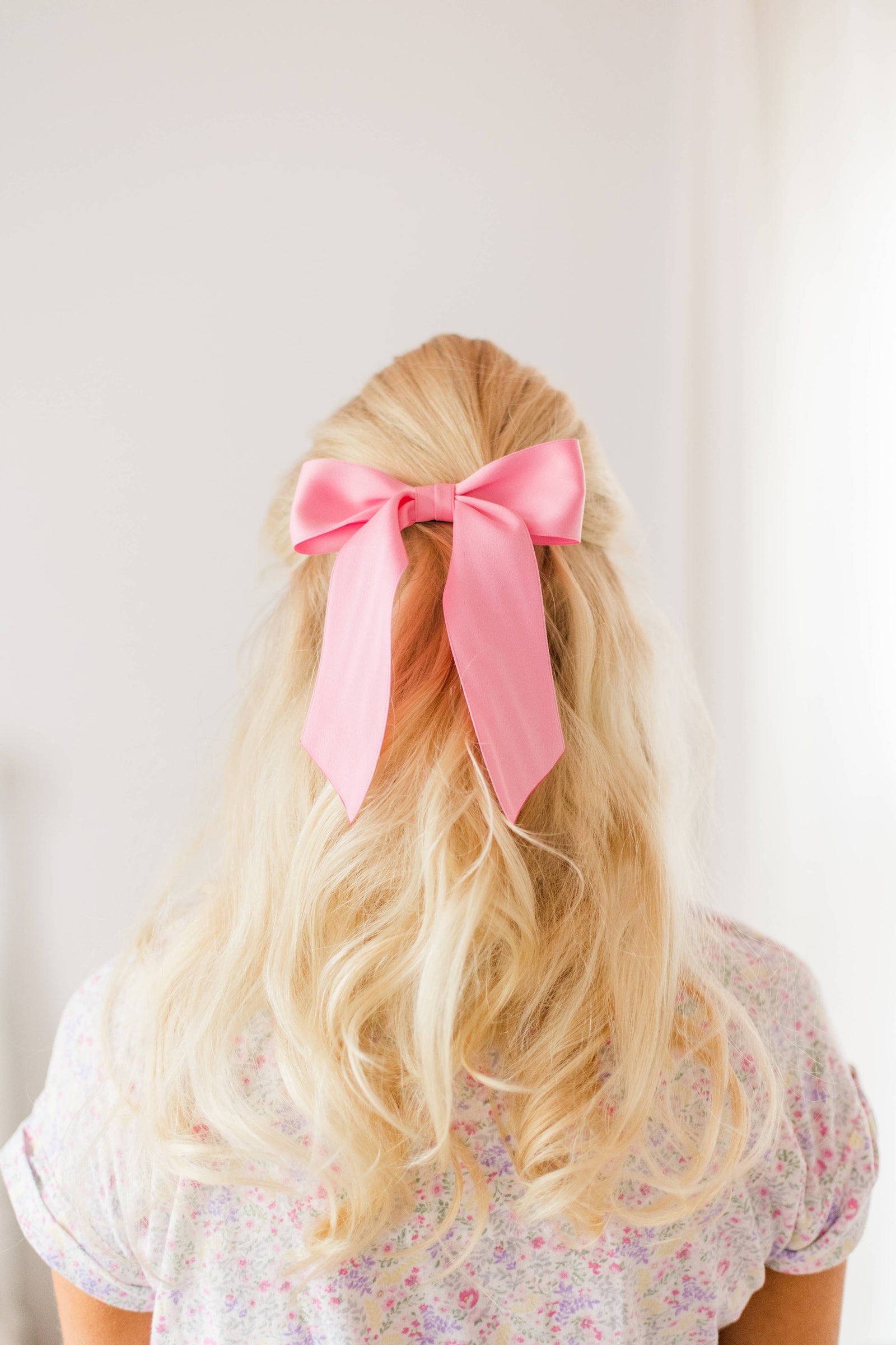 Matte Satin Bow Barrette: Plaza Pink