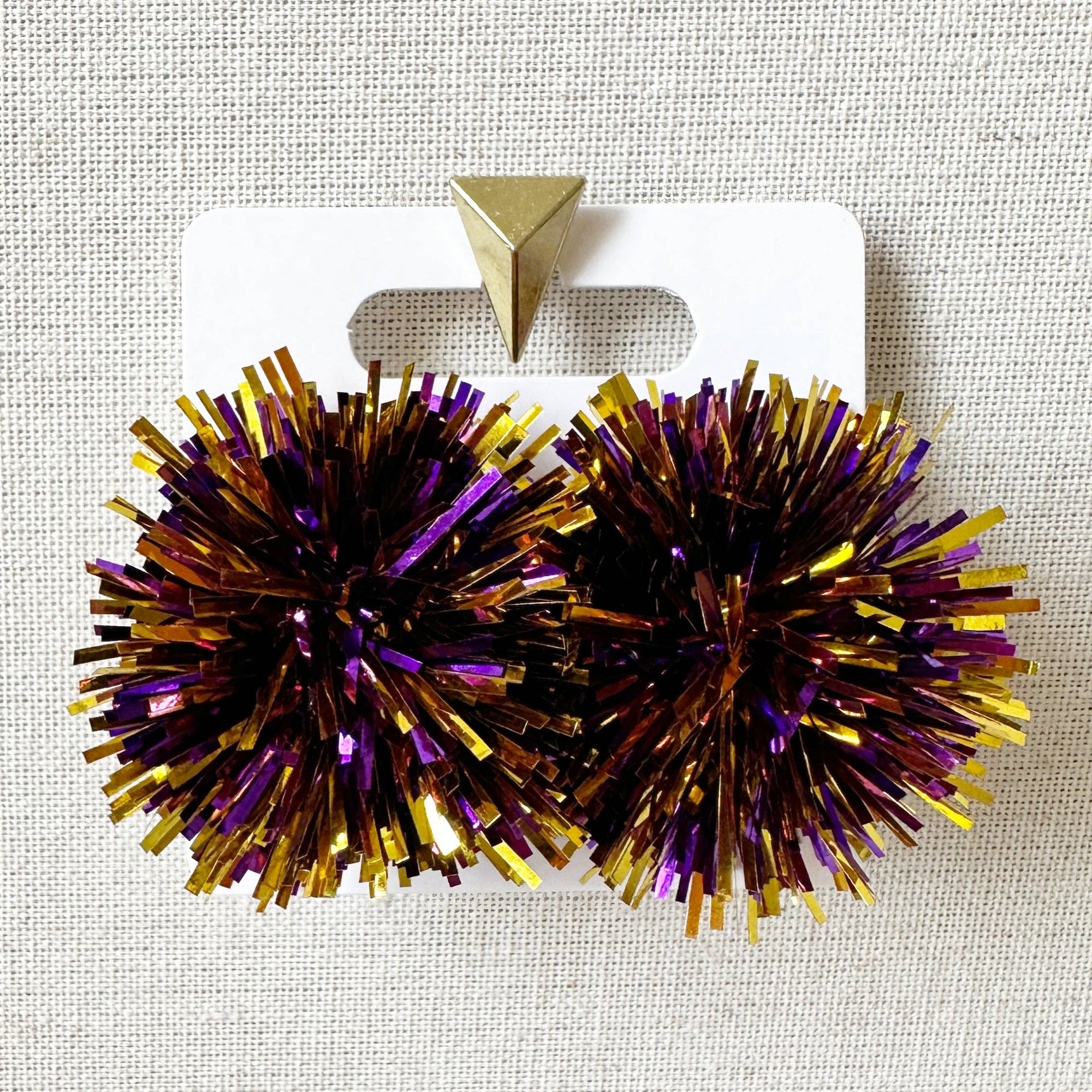Purple and gold Pom stud